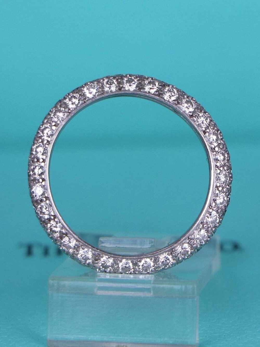 26624 Tiffany & Co. 4mm Etoile Platinum 3 Row Pave Diamond Eternity Ring Band